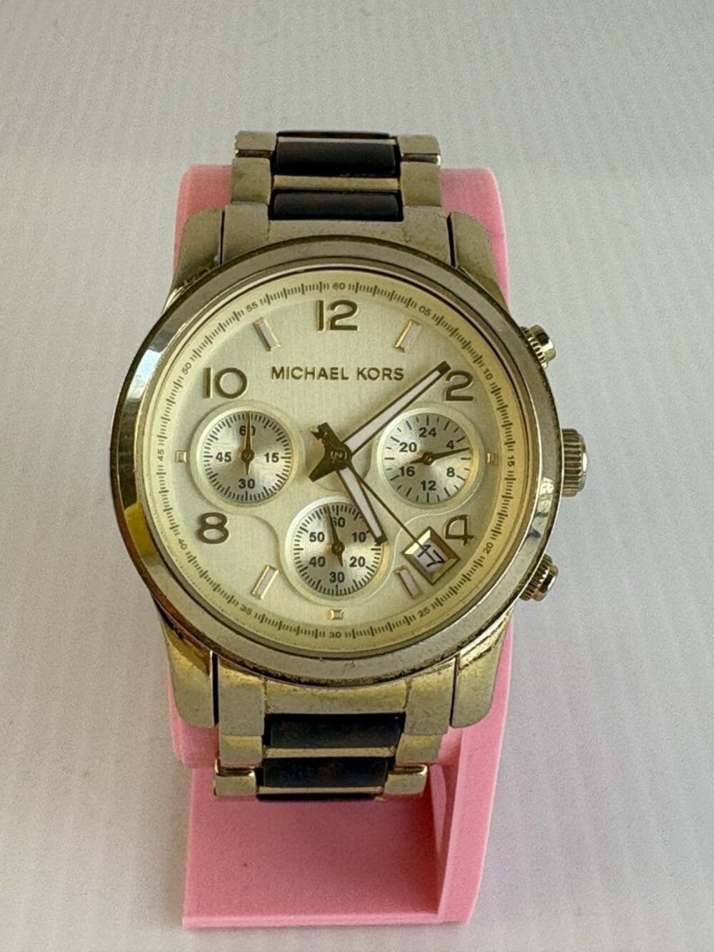 Michael Kors MK5659 Runway Chronograph Gold Tone Tortoise Women's Watch Working
